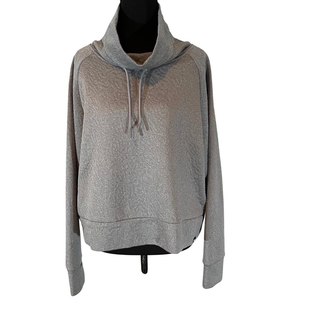 Juicy Couture Sport Womens Grey Textured Quilted Cowl Neck Pullover Top Large